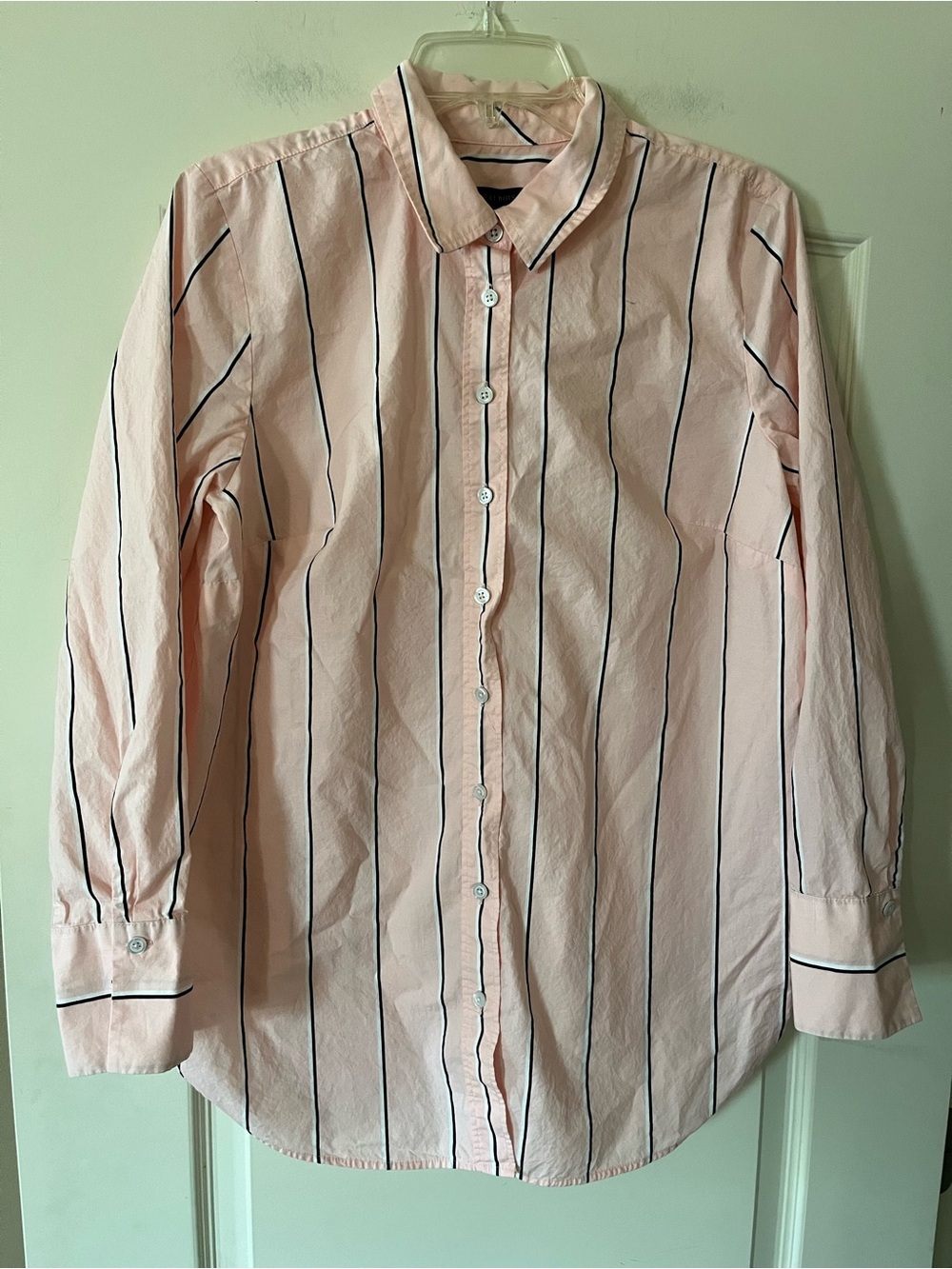 Talbots Cotton Long Sleeve Pink Stripe Button-Down Shirt Size Medium